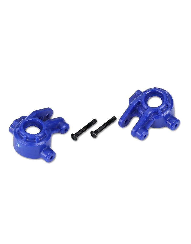 TRAXXAS TRA9037X STEERING BLOCKS, EXTREME HEAVY DUTY, BLUE (LEFT & RIGHT)/ 3X20MM BCS (2) (FOR USE WITH #9080 UPGRADE KIT)