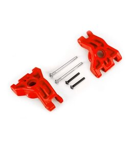TRAXXAS TRA9050R CARRIERS, STUB AXLE, REAR, EXTREME HEAVY DUTY, RED (LEFT & RIGHT)/ 3X41MM HINGE PINS (2)/ 3X20MM BCS (2) (FOR USE WITH #9080 UPGRADE KIT)