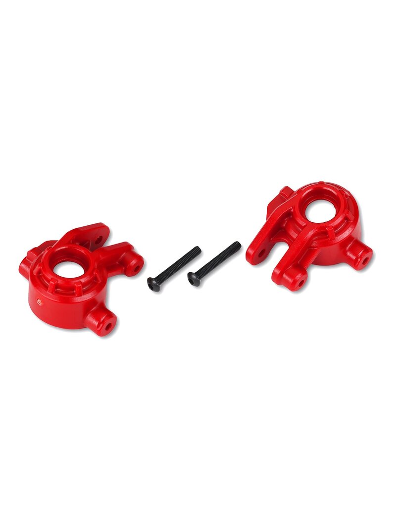 TRAXXAS TRA9037R STEERING BLOCKS, EXTREME HEAVY DUTY, RED (LEFT & RIGHT)/ 3X20MM BCS (2) (FOR USE WITH #9080 UPGRADE KIT)