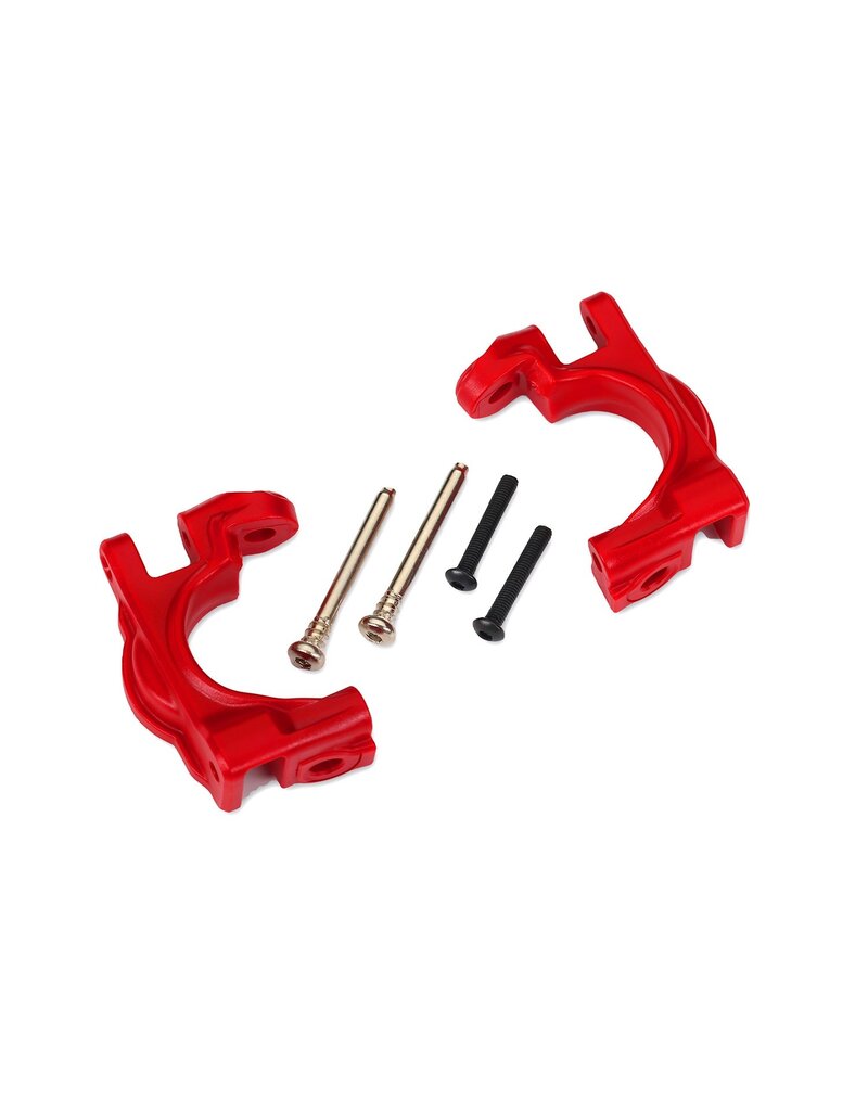 TRAXXAS TRA9032R CASTER BLOCKS (C-HUBS), EXTREME HEAVY DUTY, RED (LEFT & RIGHT)/ 3X32MM HINGE PINS (2)/ 3X20MM BCS (2) (FOR USE WITH #9080 UPGRADE KIT)