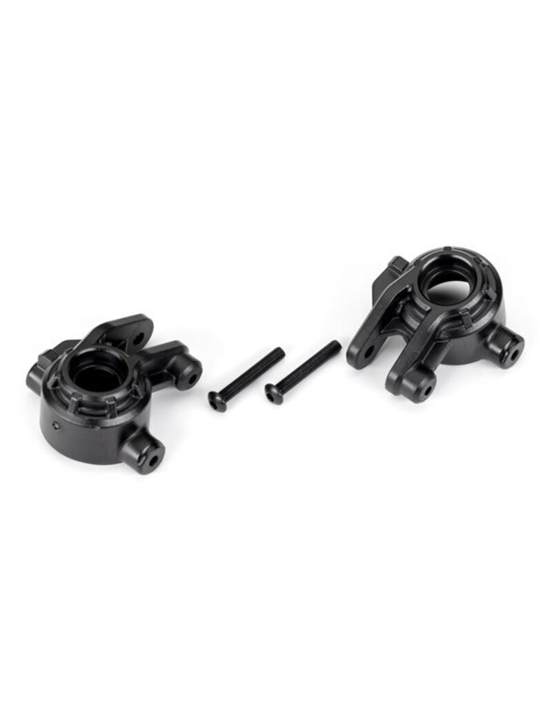 TRAXXAS TRA9037 STEERING BLOCKS, EXTREME HEAVY DUTY, BLACK (LEFT & RIGHT)/ 3X20MM BCS (2) (FOR USE WITH #9080 UPGRADE KIT)