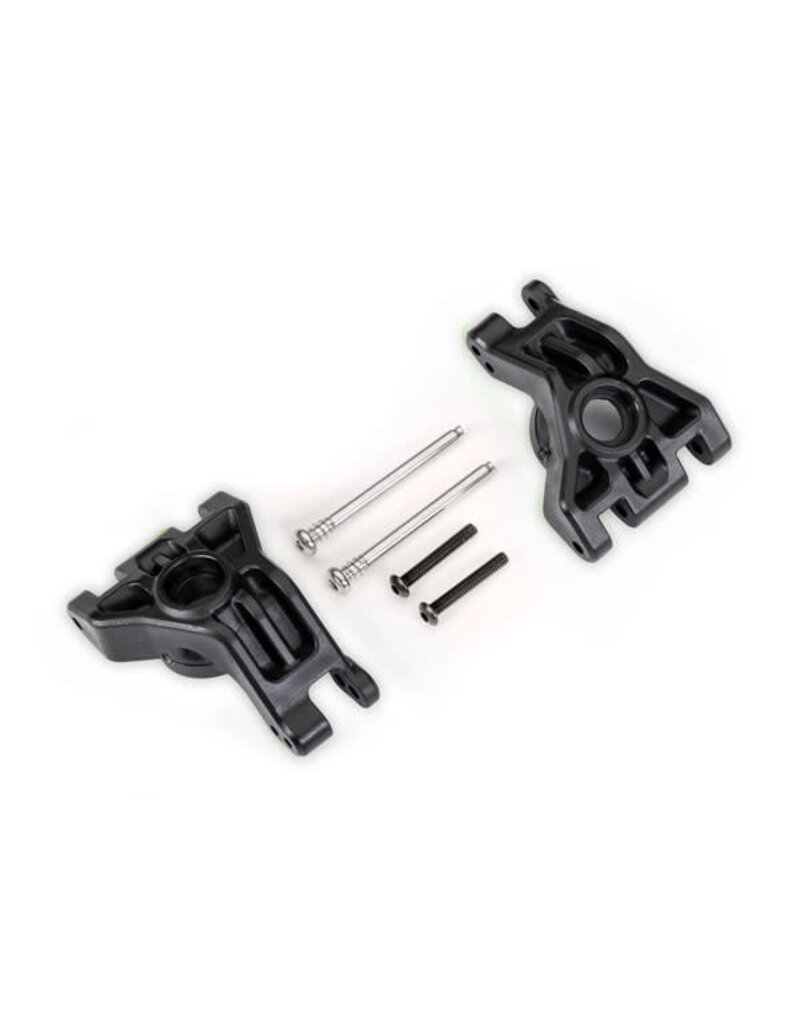 TRAXXAS TRA9050 CARRIERS, STUB AXLE, REAR, EXTREME HEAVY DUTY, BLACK (LEFT & RIGHT)/ 3X41MM HINGE PINS (2)/ 3X20MM BCS (2) (FOR USE WITH #9080 UPGRADE KIT)