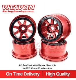 VITAVON VTNK8S0090 ALUMINUM WHEELS 24MM HEX RED SET OF 4