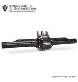 TREAL TRLX003WTZZV1 SCX10 PRO REAR AXLE HOUSING WITH TUBES AND BRASS COVERS BLACK