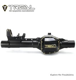 TREAL TRLX003WTU5U7 SCX10 PRO FRONT AXLE HOUSING WITH TUBES BRASS DIFF COVER BLACK