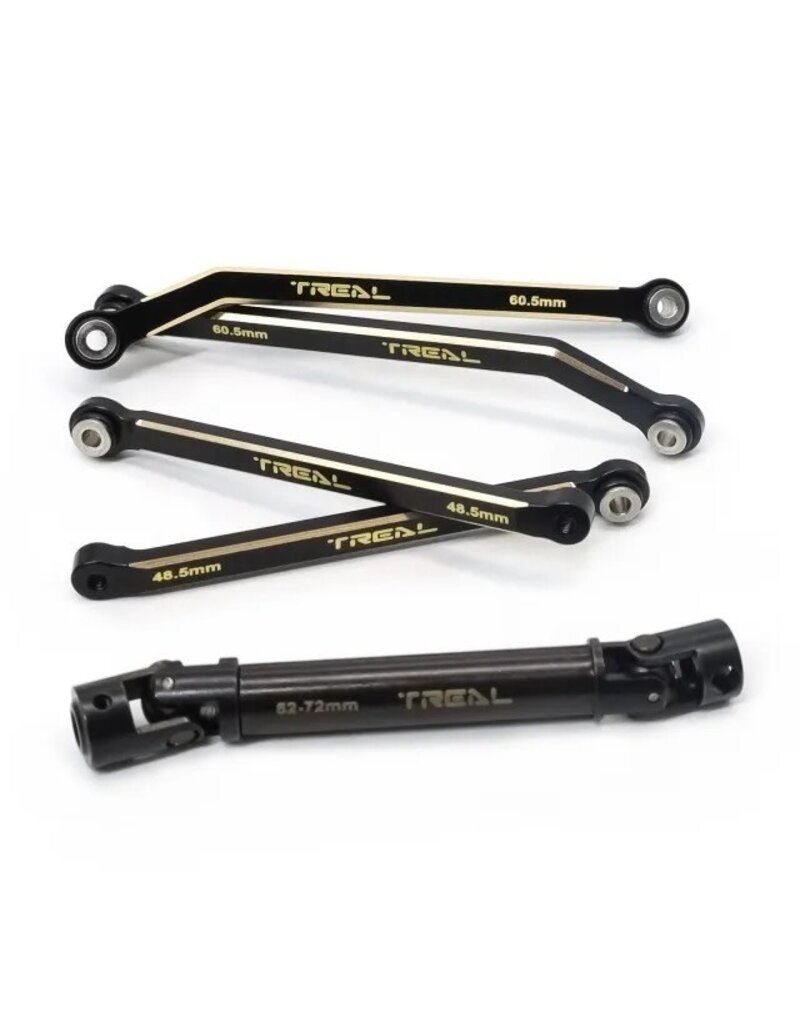 TREAL TRLX003GV7A1N BRASS EXTENDED REAR LINK SET 12MM AND REAR DRIVE SHAFT FOR FMS FCX24