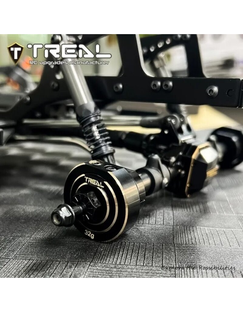 TREAL TRLX003TQ6F7F BRASS REAR AXLE COUNTER WEIGHT FOR SCX10 PRO