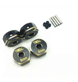 TREAL TRLX002CL5231 BRASS HEX ADAPTER WHEEL HUBS 8MM FOR ELEMENT ENDURO: BLACK (4)