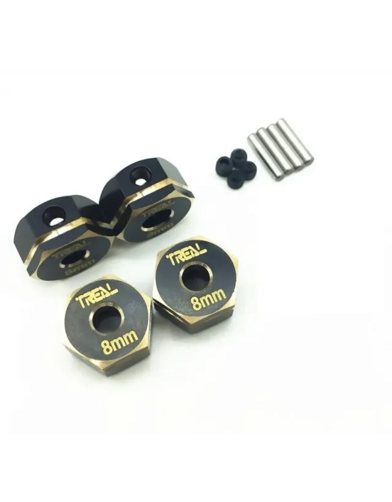 TREAL TRLX002CL5231 BRASS HEX ADAPTER WHEEL HUBS 8MM FOR ELEMENT ENDURO: BLACK (4)