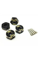 TREAL TRLX002EOIUF3 BRASS HEX WHEEL HUB ADAPTERS FOR AXIAL CAPRA UTB / SCX10III +6MM: BLACK (4)
