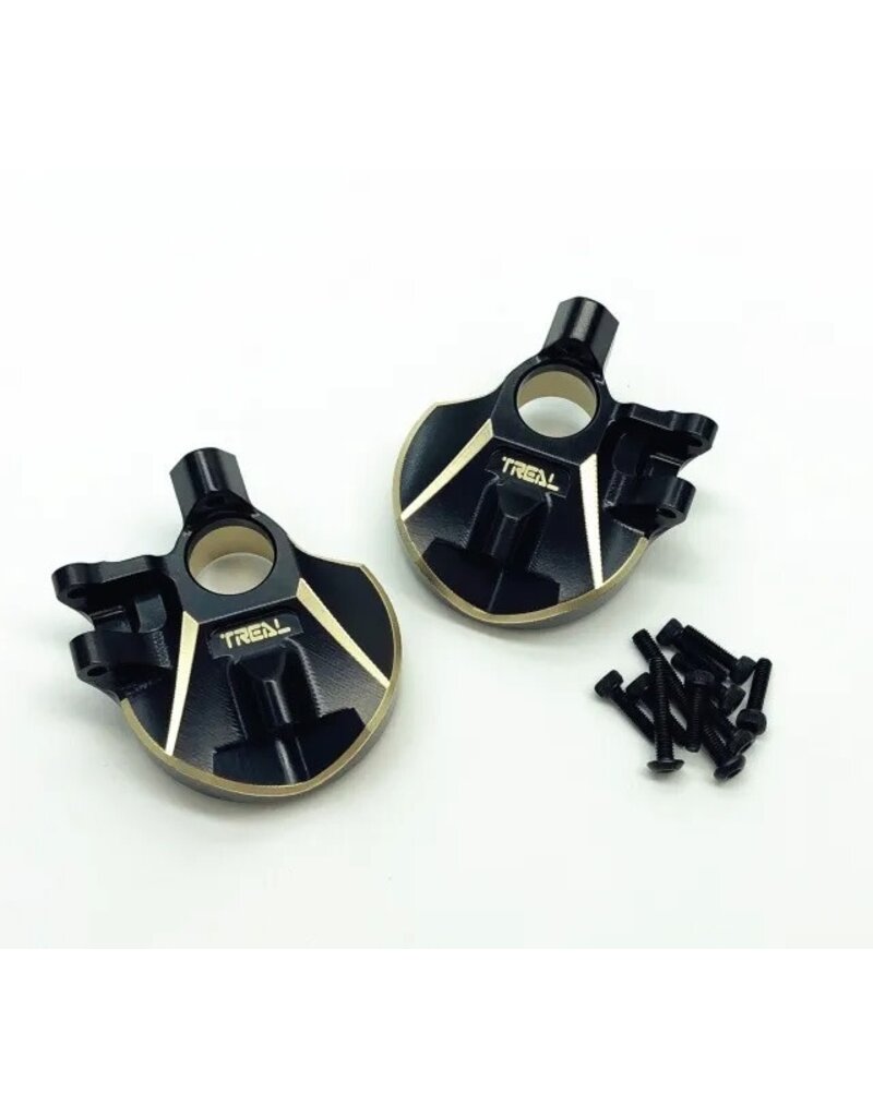 TREAL TRLX002TW26ZP BRASS INNER PORTAL COVERS FRONT STEERING KNUCKLES FOR AXIAL CAPRA AND SCX10III