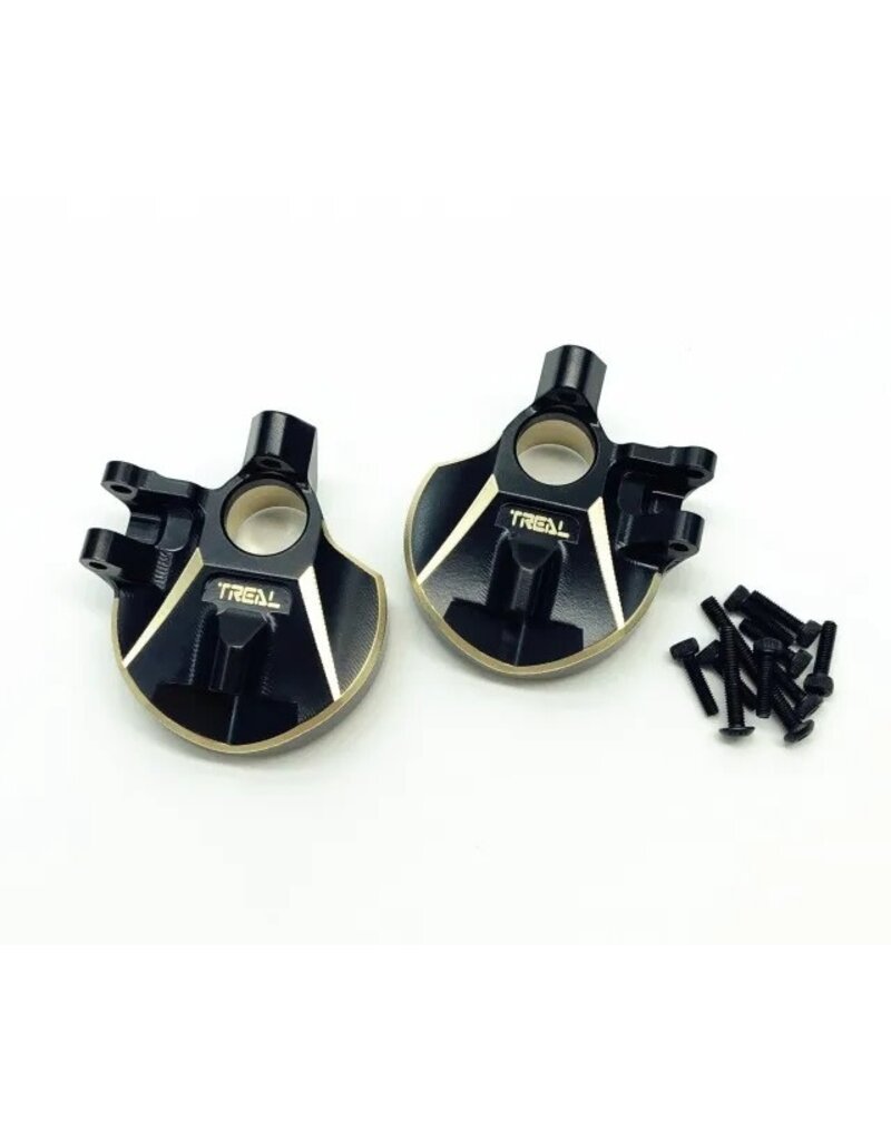 TREAL TRLX002TW26ZP BRASS INNER PORTAL COVERS FRONT STEERING KNUCKLES FOR AXIAL CAPRA AND SCX10III