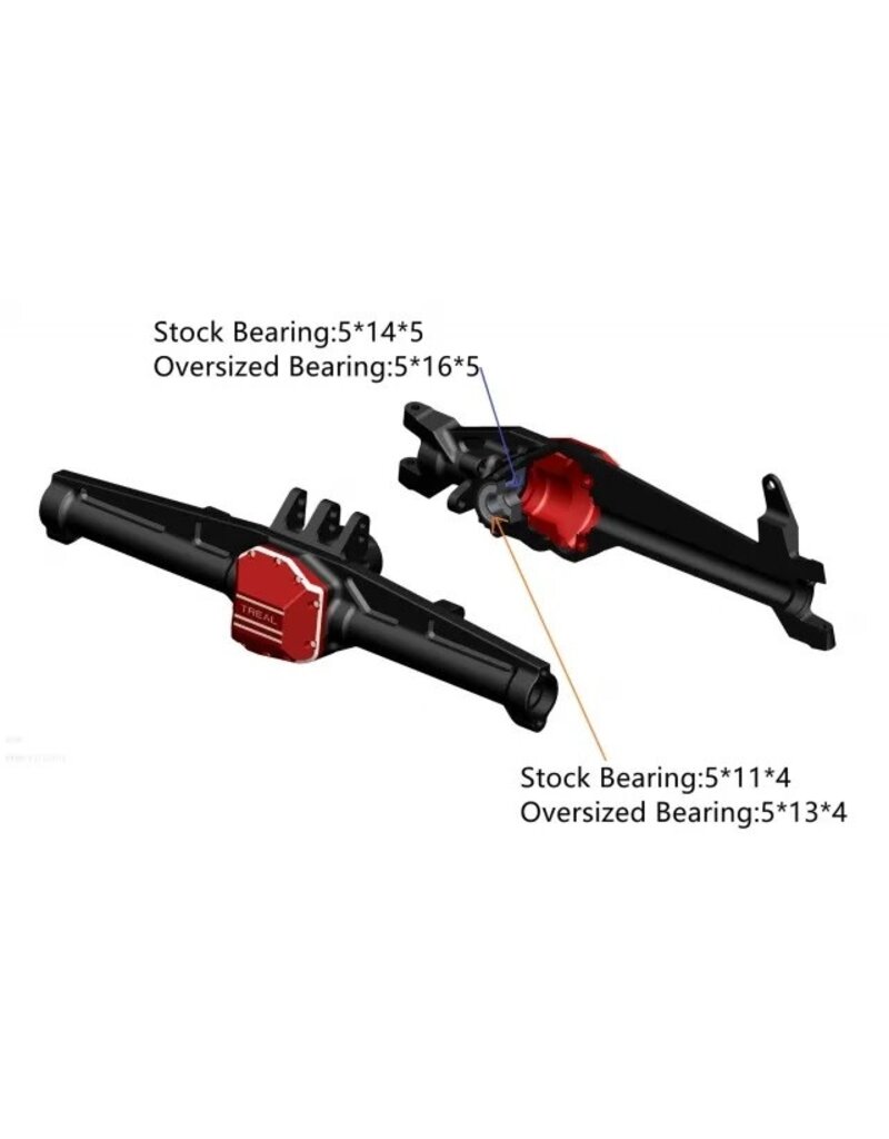 TREAL TRLX002ZLDXV1 SCX10III FRONT AXLE STRAIGHT AXLE FOR EARLY BRONCO BLACK