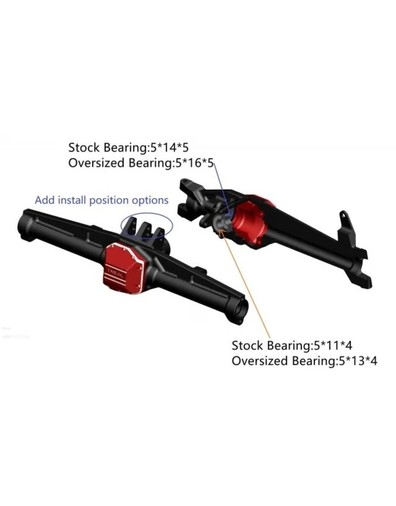 TREAL TRLX002ZLJFZJ SCX10III REAR AXLE STRAIGHT AXLE FOR EARLY BRONCO