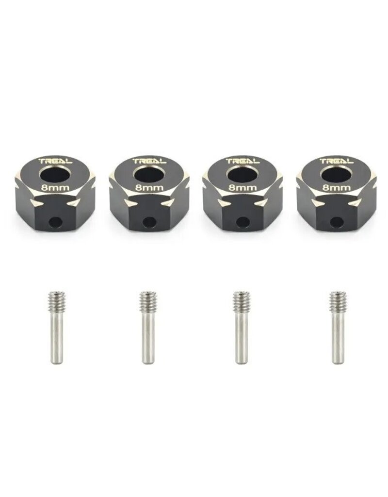 TREAL TRLX00391TTX7 BRASS HEX EXTENDED WHEEL HUB ADAPTER 8MM FOR AXIAL CAPRA