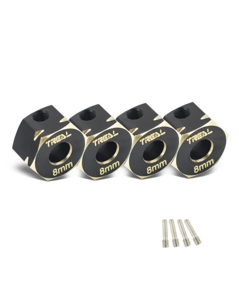TREAL TRLX00391TTX7 BRASS HEX EXTENDED WHEEL HUB ADAPTER 8MM FOR AXIAL CAPRA