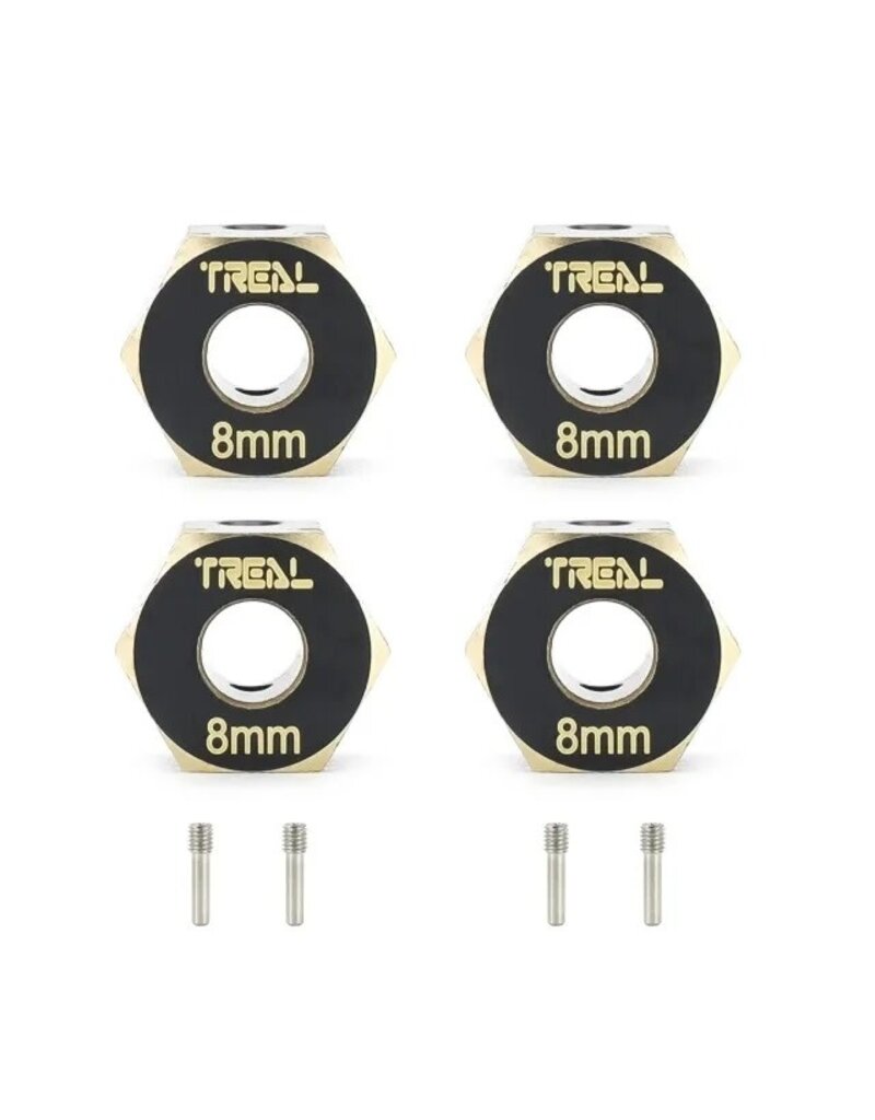 TREAL TRLX00391TTX7 BRASS HEX EXTENDED WHEEL HUB ADAPTER 8MM FOR AXIAL CAPRA