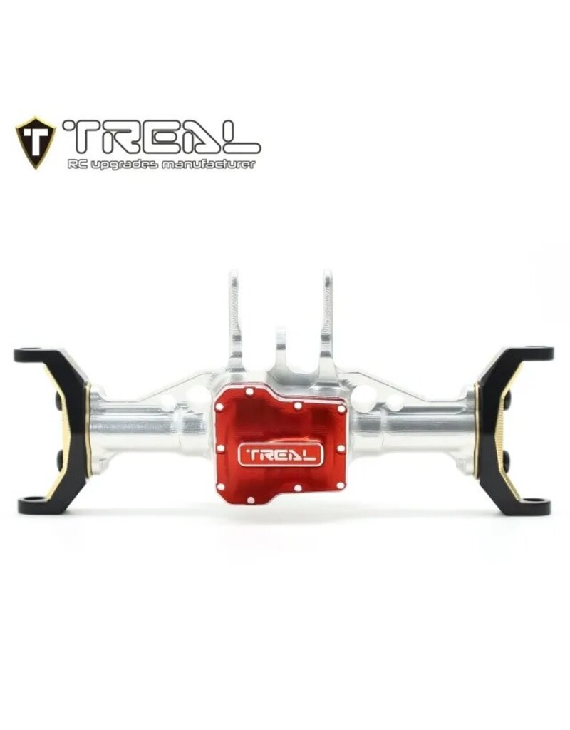 TREAL TRLX003QX7DWH FRONT AXLE HOUSING WITH BRASS C-HUBS FOR TRX4-M SILVER