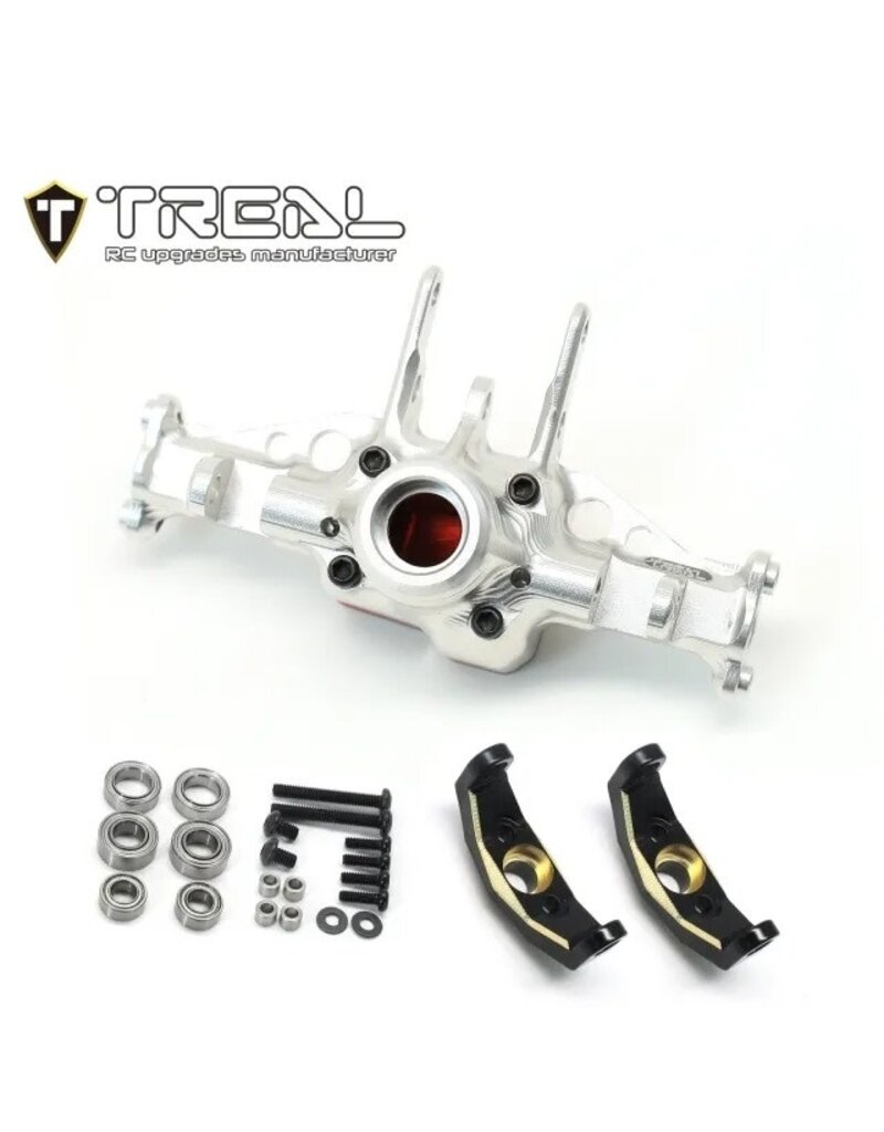 TREAL TRLX003QX7DWH FRONT AXLE HOUSING WITH BRASS C-HUBS FOR TRX4-M SILVER