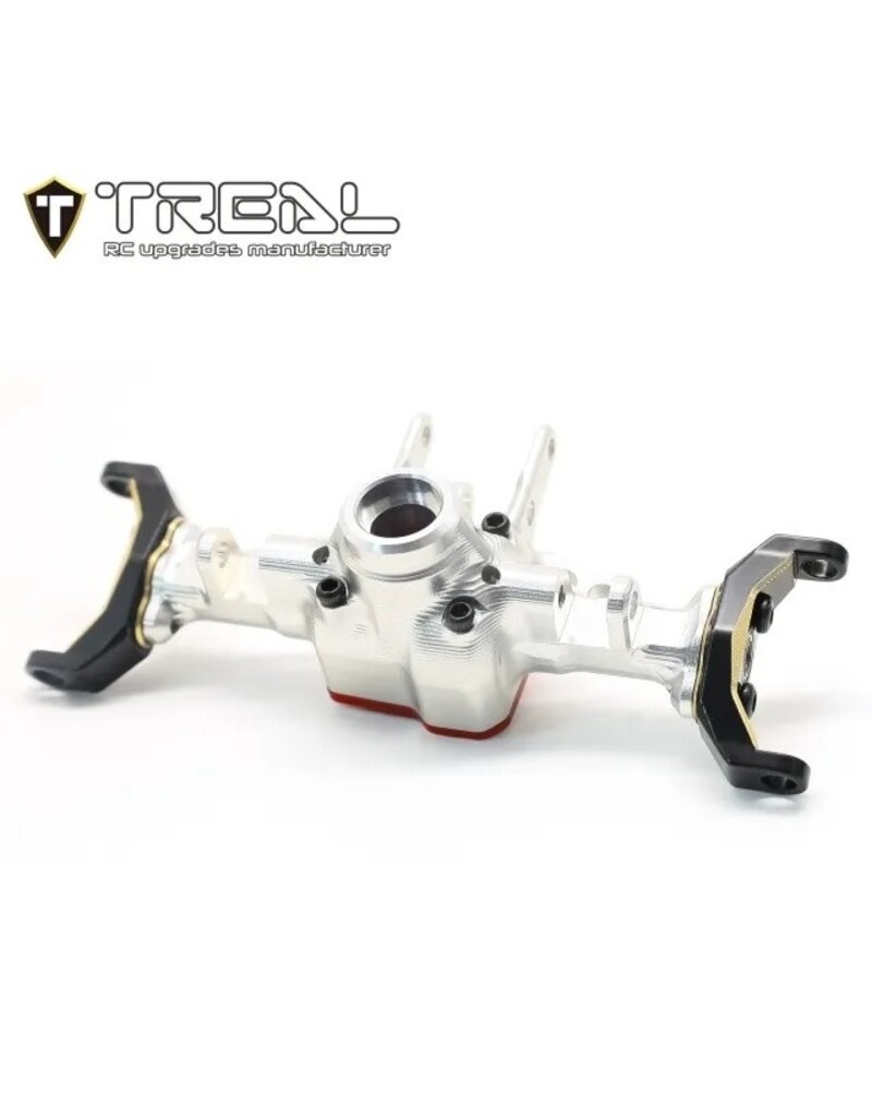 TREAL TRLX003QX7DWH FRONT AXLE HOUSING WITH BRASS C-HUBS FOR TRX4-M SILVER