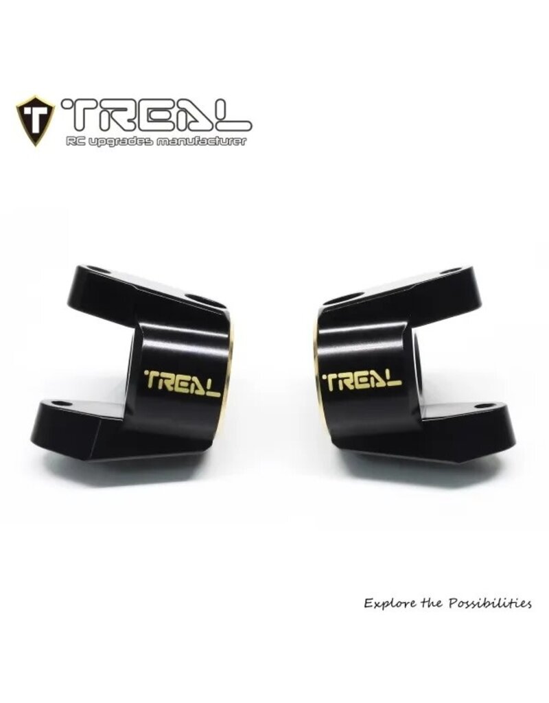 TREAL TRLX003TN6XDJ SCX10 PRO BRASS C-HUB CARRIERS L/R HEAVY WEIGHT UPGRADES BLACK
