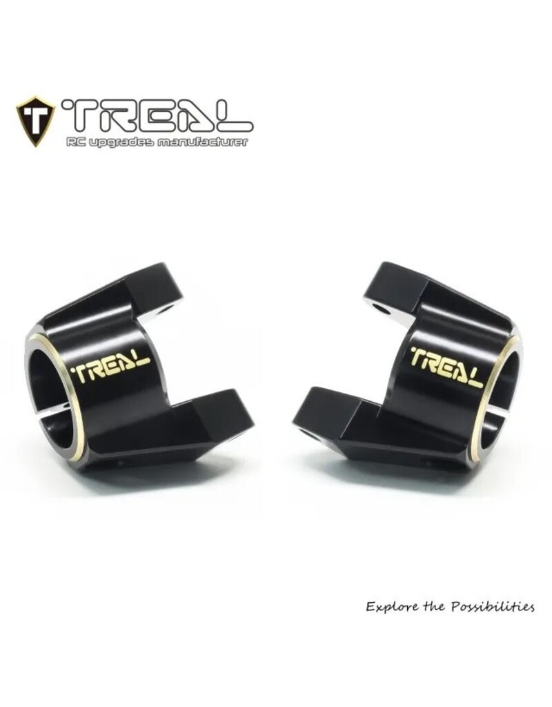 TREAL TRLX003TN6XDJ SCX10 PRO BRASS C-HUB CARRIERS L/R HEAVY WEIGHT UPGRADES BLACK