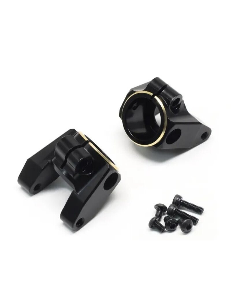 TREAL TRLX003TN6XDJ SCX10 PRO BRASS C-HUB CARRIERS L/R HEAVY WEIGHT UPGRADES BLACK