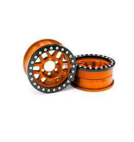 VANQUISH VPS07745 KMC 1.9 XD229 MACHETE V2 ALUMINUM BEADLOCK WHEELS: ORANGE ANODIZED (2)
