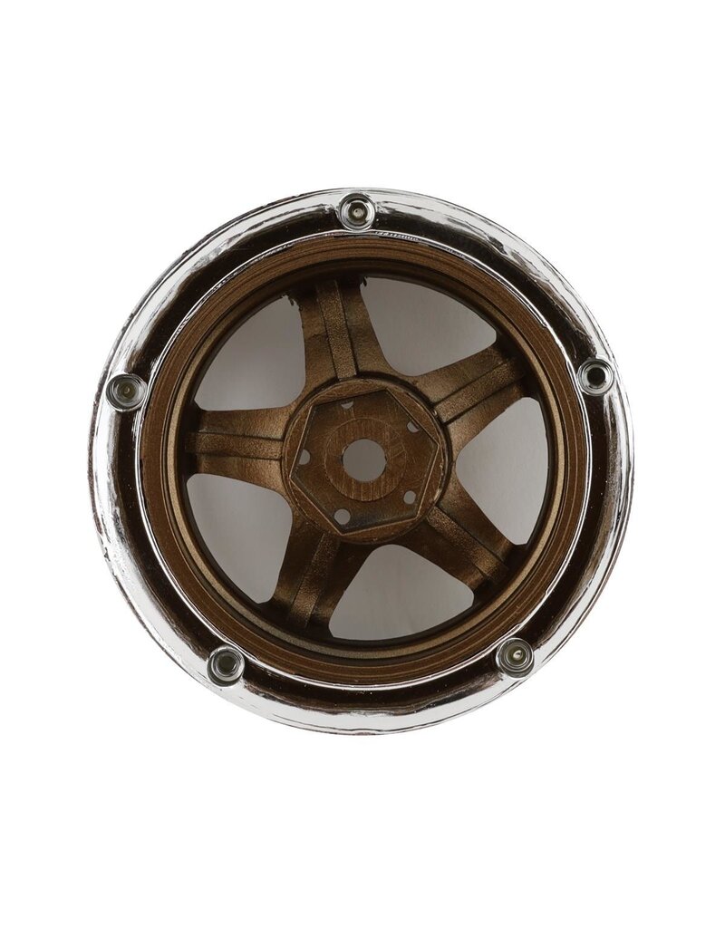 DS RACING DSC-DE-022 ELEMENT 5 SPOKE DRIFT WHEELS BRONZE FACE CHROME LIP W/GOLD RIVETS