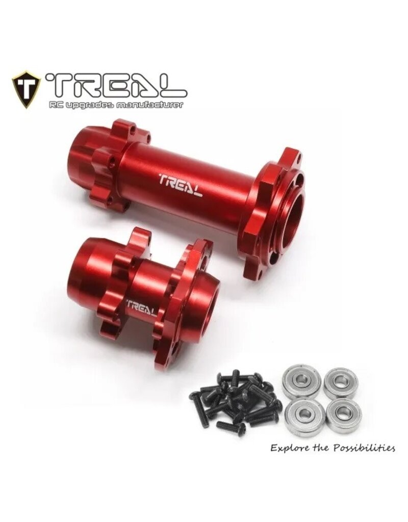 TREAL TRLX003XB787R ALUMINUM FRONT & REAR HUBS FOR PROMOTO MX: RED