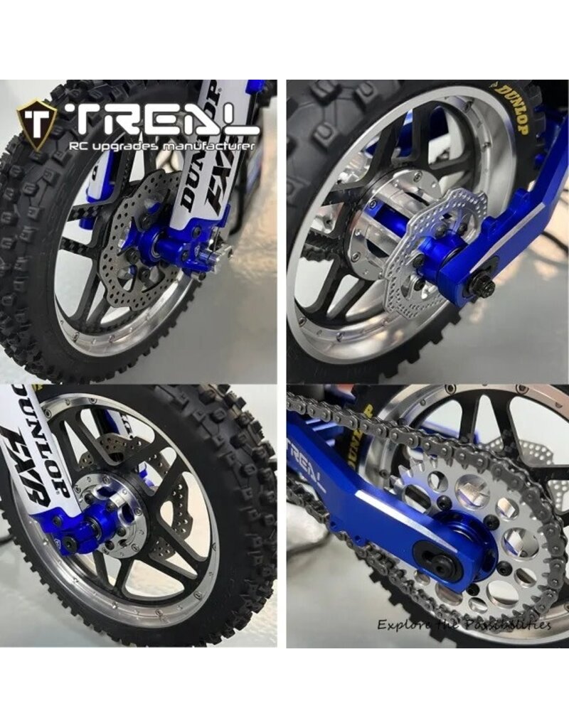 TREAL TRLX003XAZJCT ALUMINUM FRONT & REAR HUBS FOR PROMOTO MX: BLUE