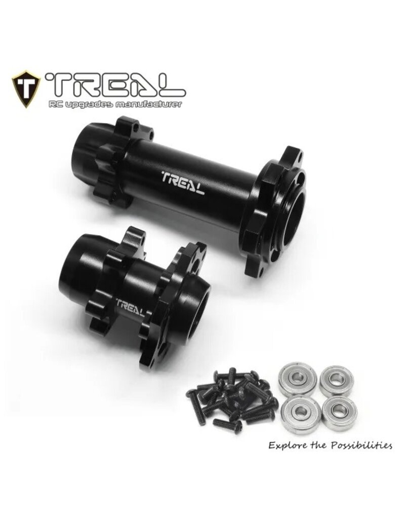 TREAL TRLX003XB1GMF ALUMINUM FRONT & REAR HUBS FOR PROMOTO MX: BLACK