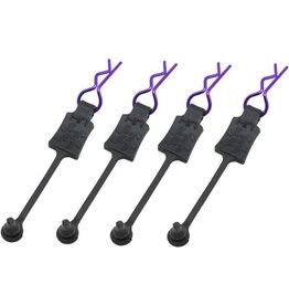 HOT RACING HRABWP39T07 1/10 BENT BODY CLIP W/ RETAINERS: PURPLE (4)