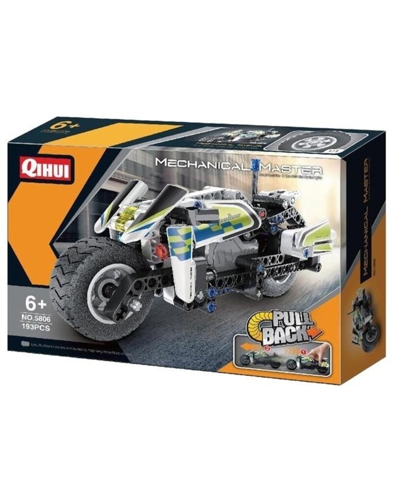 QIHUI QIH05806 TECH BRICKS PULL BACK MOTORCYCLE 193PCS