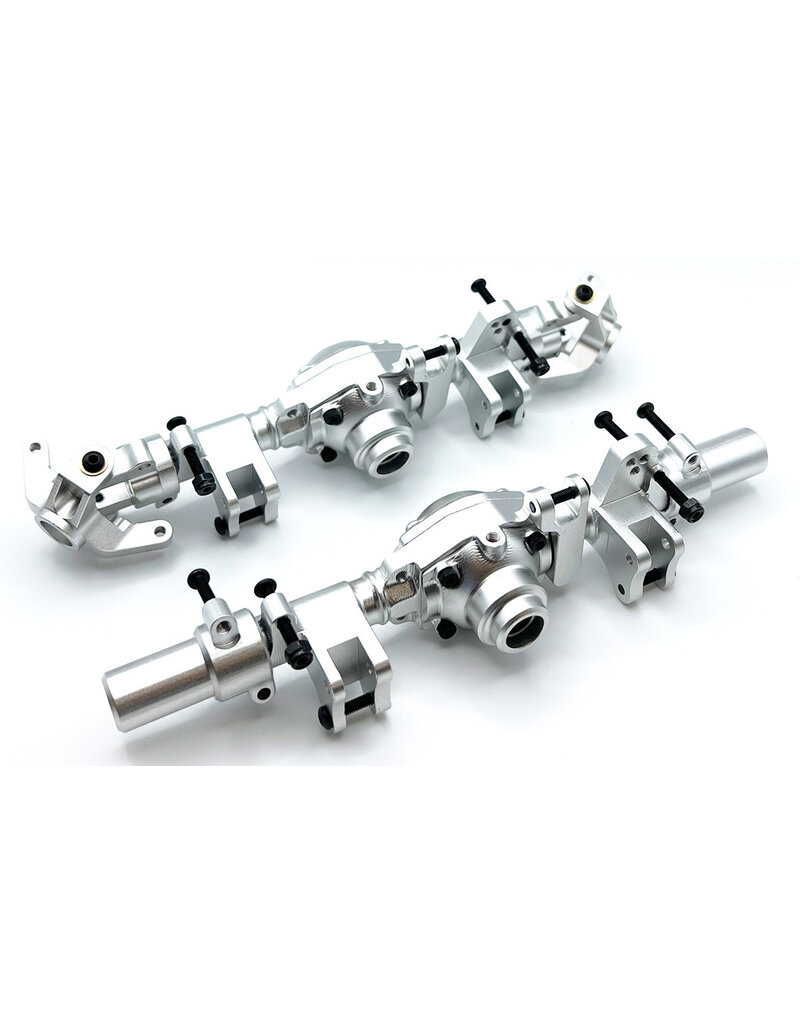 RACERS EDGE RCE1970S SILVER ALUMINUM AXLE HOUSING SET (FRONT & REAR) FOR CEN FORD F-450 TRUCKS