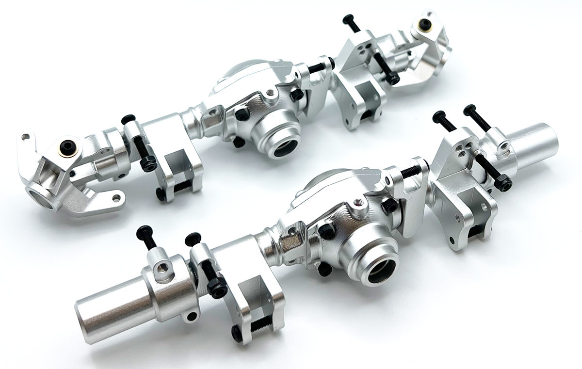 RCE1970S SILVER ALUMINUM AXLE HOUSING SET (FRONT & REAR) FOR CEN FORD F-450 TRUCKS