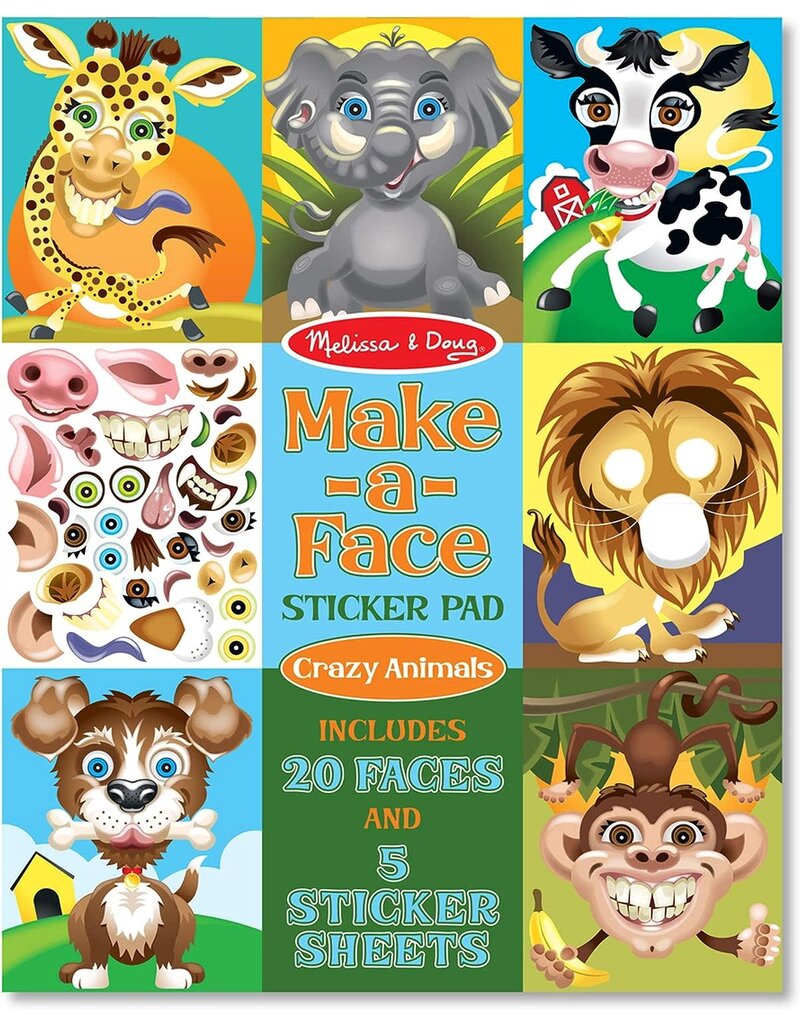 MELISSA & DOUG MD8605 MAKE-A-FACE STICKER PAD - CRAZY ANIMALS