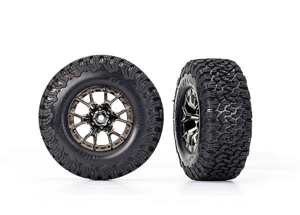 TRA10186-BLKCR T&W BLK CHRM WHL BFG AT TA KO2 2WD FRONT