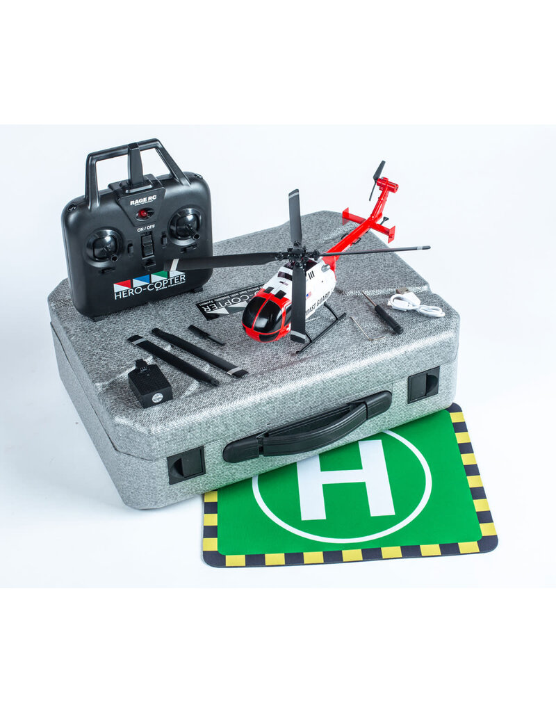 RAGE RC RGR6050 HERO-COPTER, 4-BLADE RTF HELICOPTER; COAST GUARD