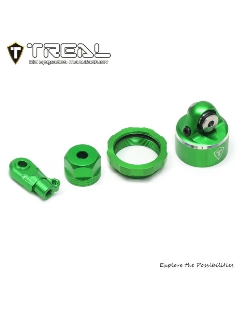 TREAL TRLX003YLWZ0L ALUMINUM SHOCK CAP AND BOTTOM RETAINER FOR PROMOTO GREEN