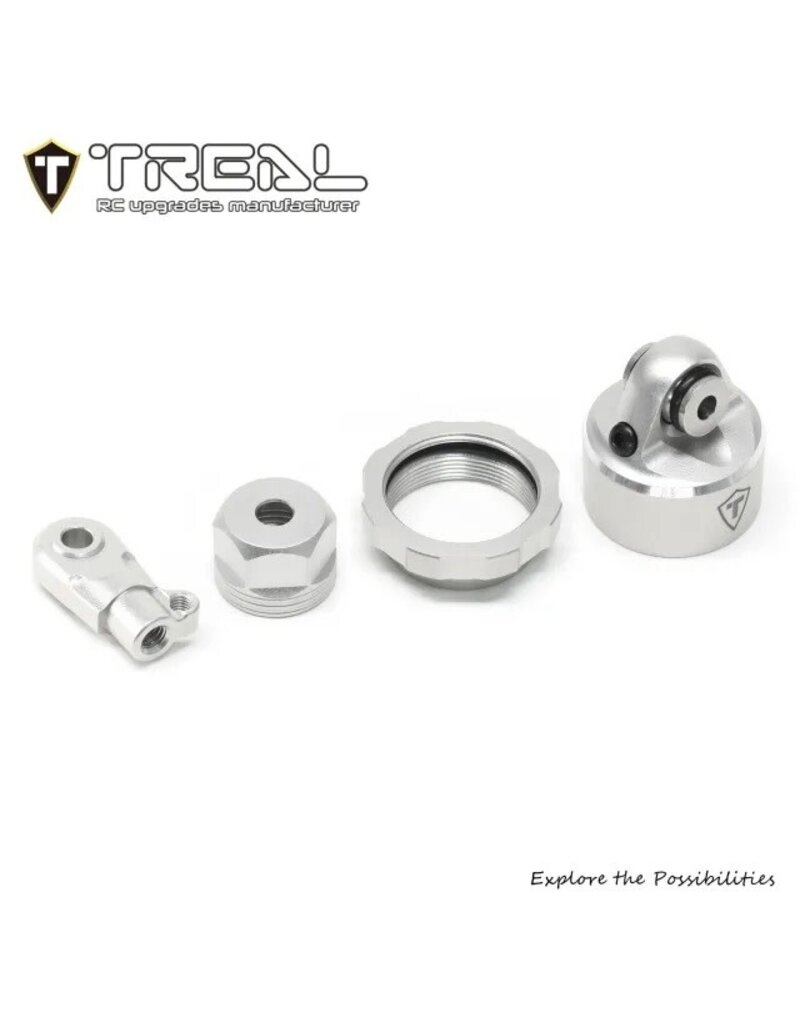 TREAL TRLX003YLUQPR ALUMINUM SHOCK CAP AND BOTTOM RETAINER FOR PROMOTO SILVER