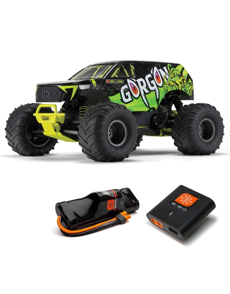 ARRMA ARA3230ST1 GORGON 1/10 SCALE 2WD MONSTER TRUCK 550 MEGA RTR: YELLOW/ GREEN