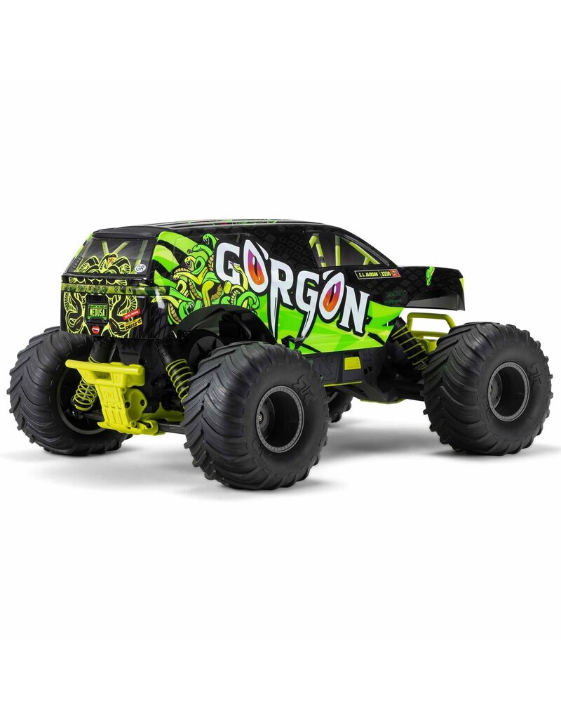 ARRMA ARA3230ST1 GORGON 1/10 SCALE 2WD MONSTER TRUCK 550 MEGA RTR: YELLOW/ GREEN