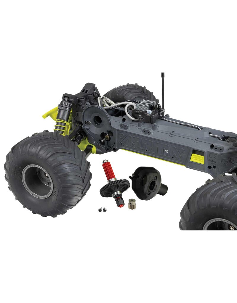 ARRMA ARA3230ST1 GORGON 1/10 SCALE 2WD MONSTER TRUCK 550 MEGA RTR: YELLOW/ GREEN