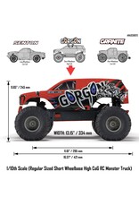 ARRMA ARA3230ST2 GORGON 1/10 SCALE 2WD MONSTER TRUCK 550 MEGA RTR: RED