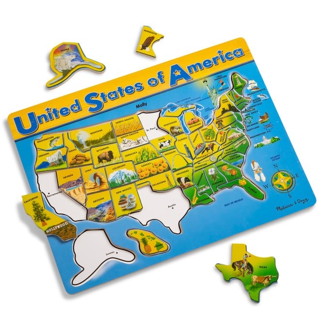 x U.S.A. Map, wooden, 46 pcs
