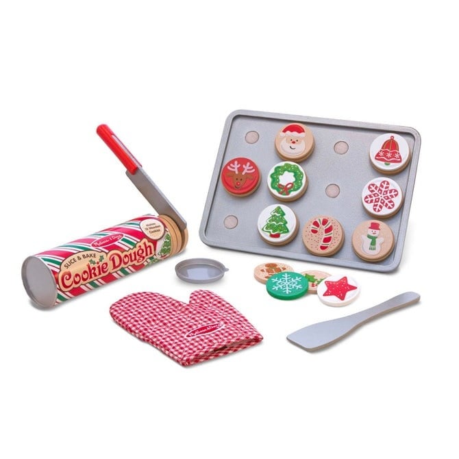 MD5158 WOODEN SLICE AND BAKE CHRISTMAS COOKIE PLAY SET