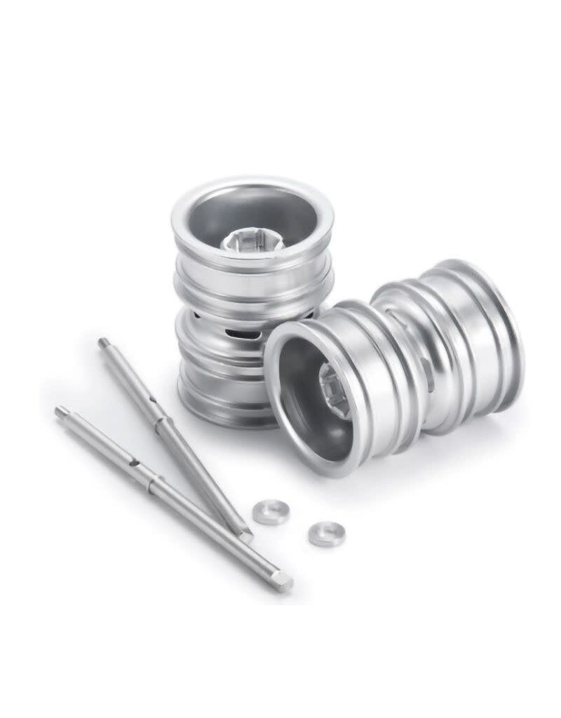 POWER HOBBY PHBSCX24772SILVER 1/24 AXIAL SCX24 ALUMINUM DUALLY WHEELS W/DRIVER SHAFT