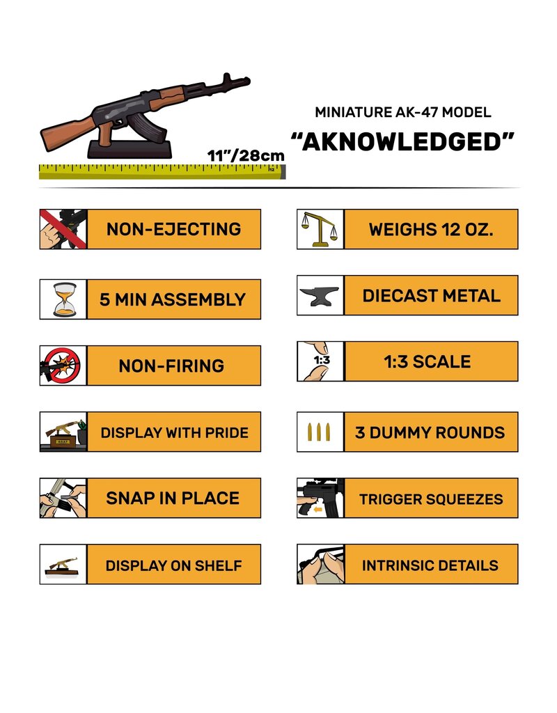 GOAT GUN GOAAK-BLACK MINIATURE 1/3 SCALE DIE-CAST AK-47 NON-FIRING MODEL KIT