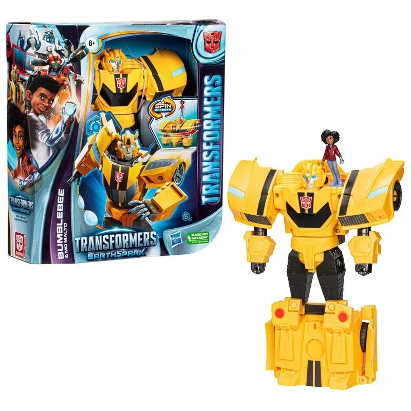 HAS F7662 TRANSFORMERS EARTHSPARK SPIN CHANGER BUMBLEBEE AND MO